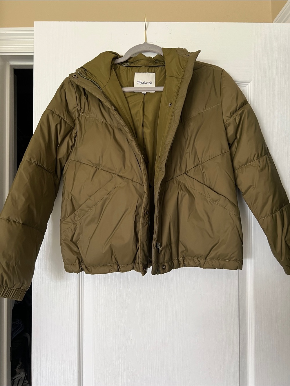 Madewell Olive Puffer Jacket with Hood